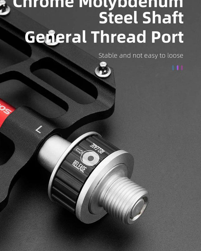ROCKBROS Bicycle Pedales Mtb Quick Release CNC Rainproof Seal Bearing 8.2cm Widened Non-slip Chrome Molybdenum Bike Road Pedal
