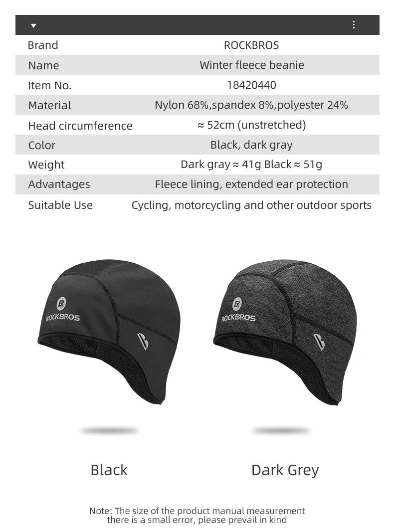 ROCKBROS Cycling Cap Winter Caps Keep warm Cap Bandana Sports Ski Running Headband Windproof Bicycle Cap Men Riding Head Cap