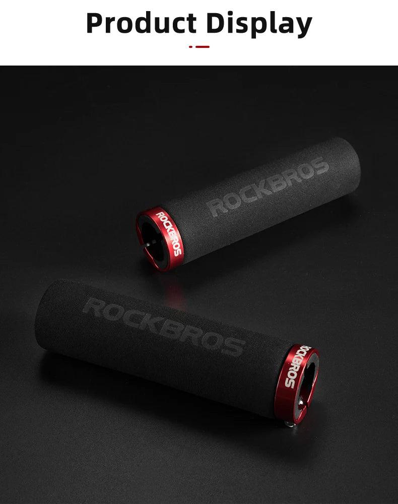 ROCKBROS Bicycle Grips MTB Silicone Sponge Handlebar Grips Anti-skid Shock-absorbing Soft Bike Grips Ultraight Cycling Handlebar