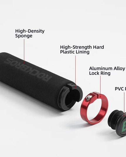 ROCKBROS Bicycle Grips MTB Silicone Sponge Handlebar Grips Anti-skid Shock-absorbing Soft Bike Grips Ultraight Cycling Handlebar