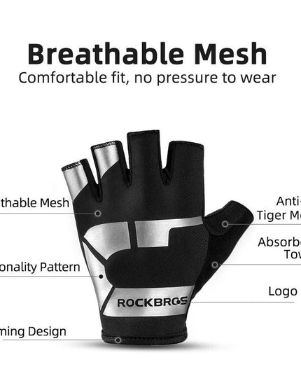 ROCKBROS Cycling Gloves Half Finger Shockproof Wear Resistant Breathable MTB Road Bicycle Gloves Men Women Sports Bike Equipment