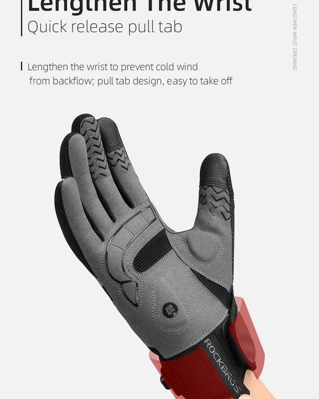 ROCKBROS Warm Bicycle Women Men's Gloves Winter SBR Touch Screen USB Heated Gloves Windproof Plam Breathable Motor E-bike Gloves