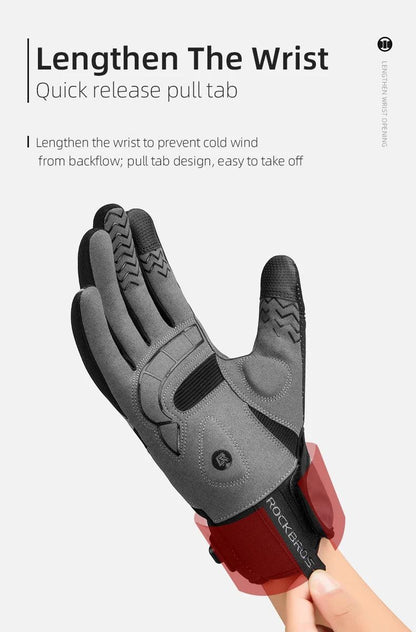 ROCKBROS Warm Bicycle Women Men's Gloves Winter SBR Touch Screen USB Heated Gloves Windproof Plam Breathable Motor E-bike Gloves