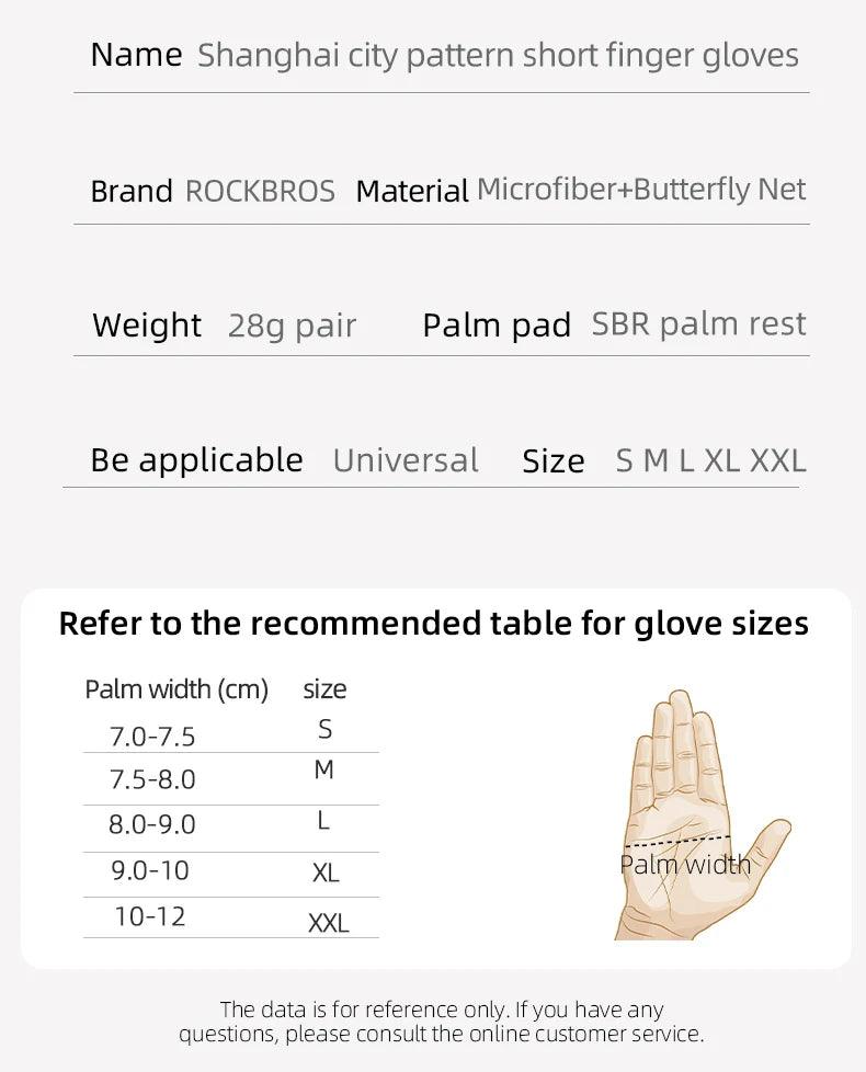 ROCKBROS Summer Cycling Half Finger Gloves Anti-slip Breathable Bicycle Gloves Men Women Anti-sweat Reflective Bike Gloves