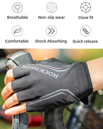 ROCKBROS MTB Road Male Cycling Gloves High Reflective Ant-slip Shockproof Fingerless Gloves For Bicycle Motorcycle Accessories