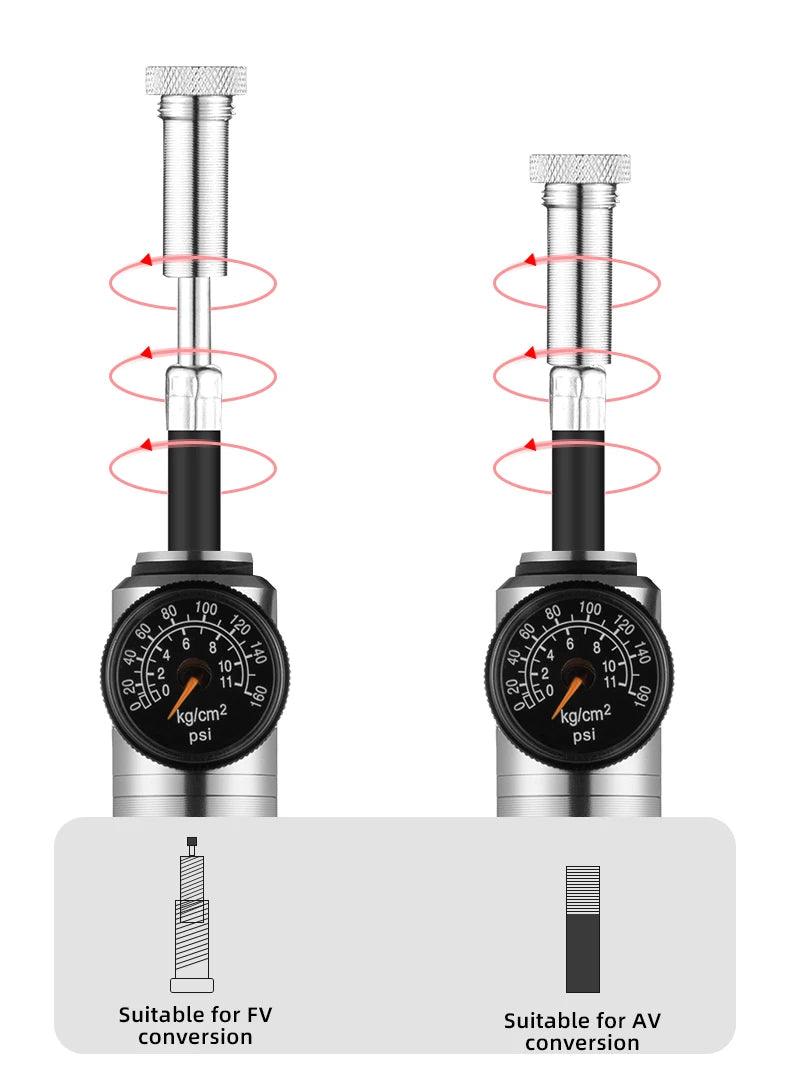 ROCKBROS Bike Pump High Pressure Aluminium Alloy CNC Dustproof Barometer AV/FV Ultralight Portable Inflater Bicycle Accessories