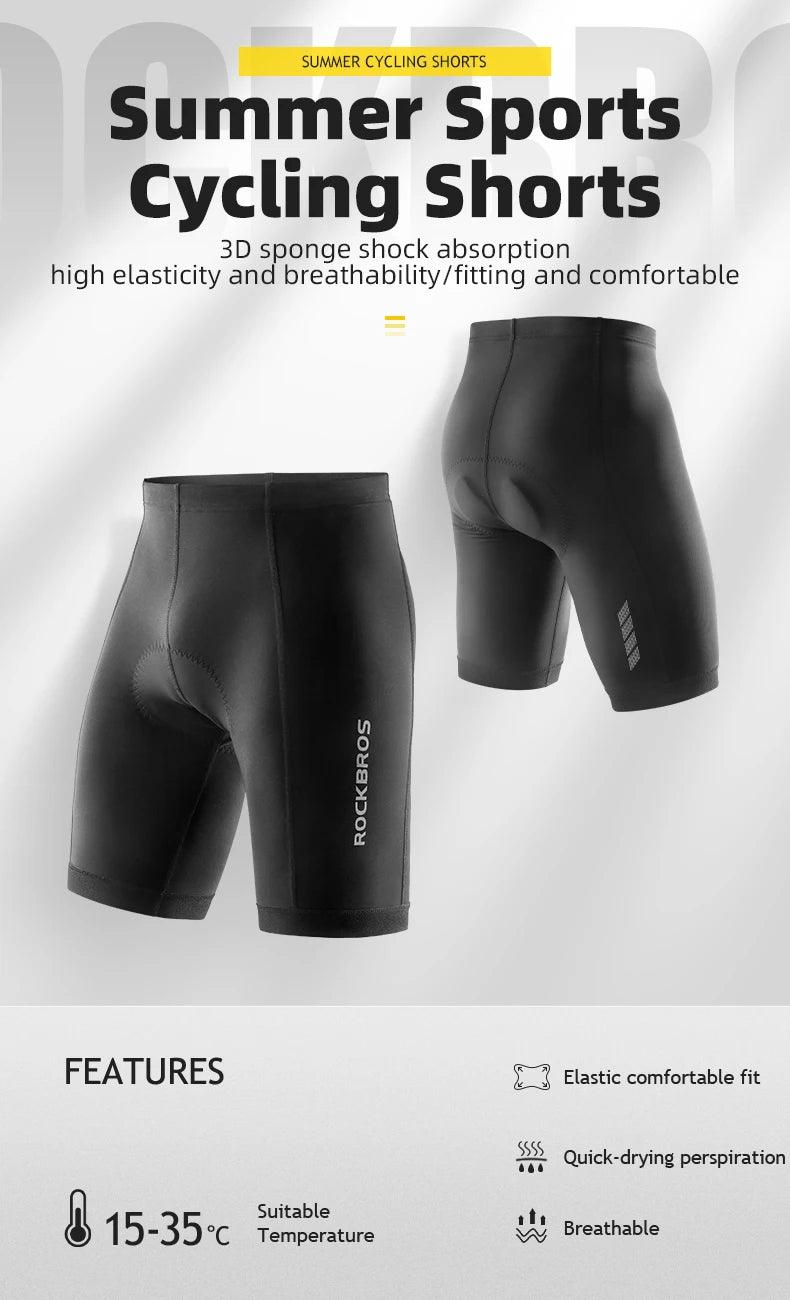 ROCKBROS Summer Cycling Shorts Breathable Bicycle Shorts Tights MTB Road Sport Bike Trousers Shockproof Sponge Pad Bike Shorts