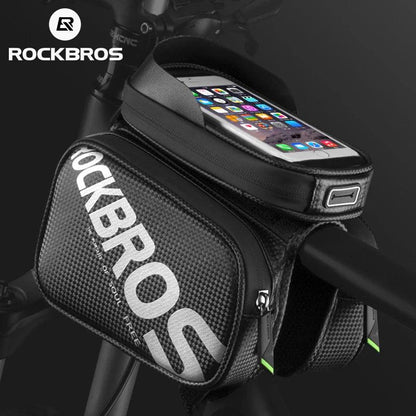 ROCKBROS Bicycle Bag Rainproof Touch Screen Phone Top Tube Bag MTB Road Bike Frame Front Saddle Bag & Pannier Bike Accessories