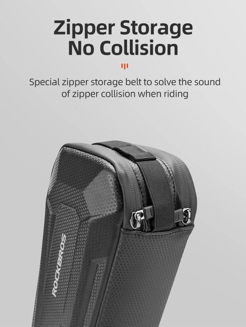 ROCKBROS Hard Shell Bicycle Bag MTB Road Bike Bag Carbon Pattern Waterproof Top Tube Bag Cycling Saddle Bag 1.5L High Capacity