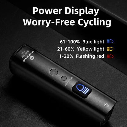 ROCKBROS 1000Lumen Bike Light Smart Vibration Sensing Bike Lamp 5Modes Bicycle Headlight LED Flashlight Lantern Bike Accessories