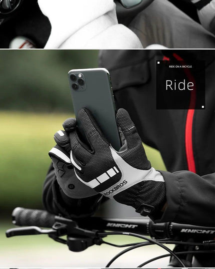 ROCKBROS Warm Bicycle Women Men's Gloves Winter SBR Touch Screen USB Heated Gloves Windproof Plam Breathable Motor E-bike Gloves