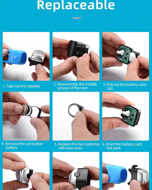 ROCKBROS Electric Cycling Bell 90 dB Horn Rainproof MTB Bicycle Handlebar Silica Gel Shell Ring Bike Bell Bicycle Accessories