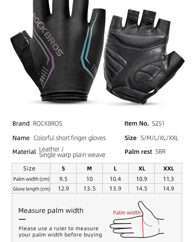 ROCKBROS MTB Road Male Cycling Gloves High Reflective Ant-slip Shockproof Fingerless Gloves For Bicycle Motorcycle Accessories