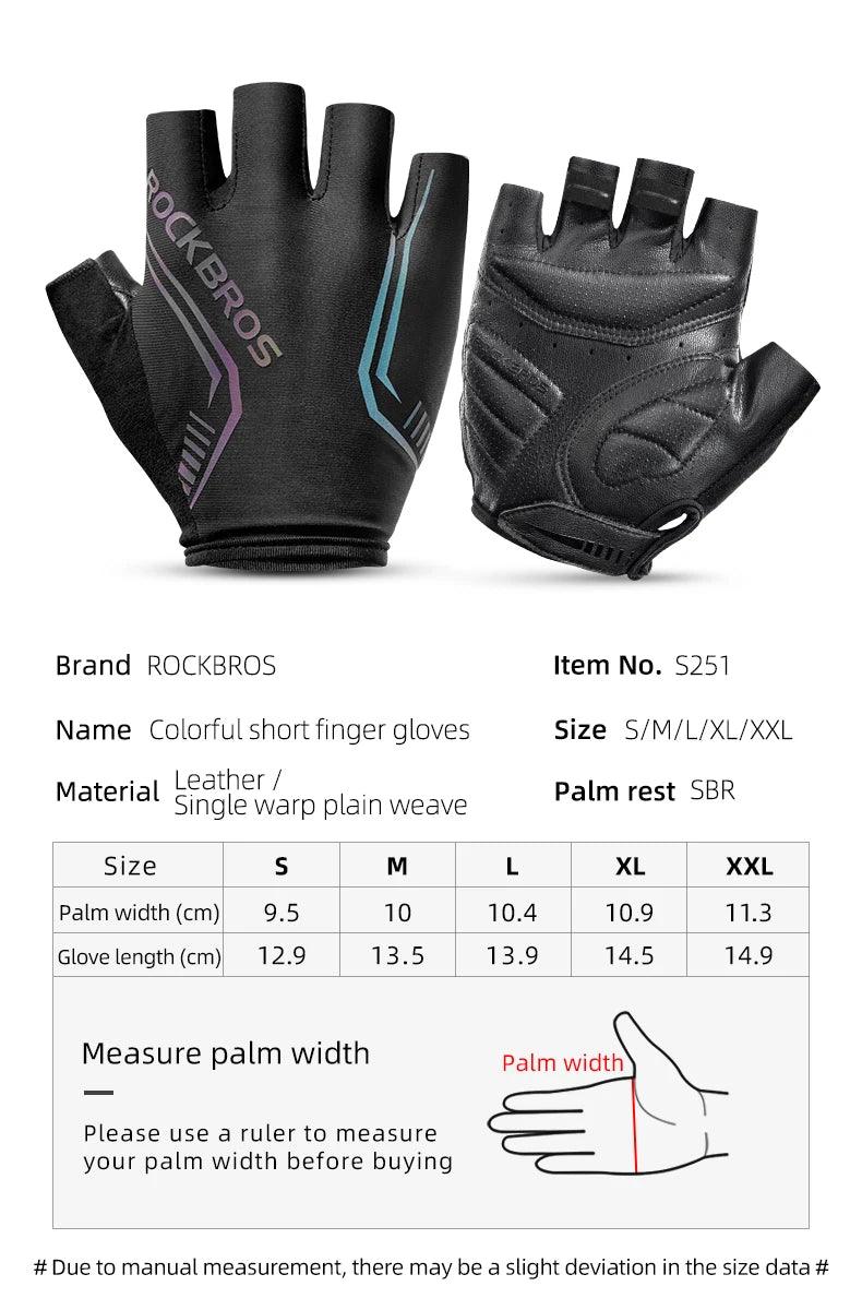 ROCKBROS MTB Road Male Cycling Gloves High Reflective Ant-slip Shockproof Fingerless Gloves For Bicycle Motorcycle Accessories