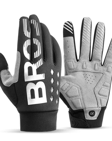 ROCKBROS Cycling Gloves Shockproof Wear Resistant SBR Men Women Full Finger Windproof Gloves Breathable Lengthen  Warm MTB Glove