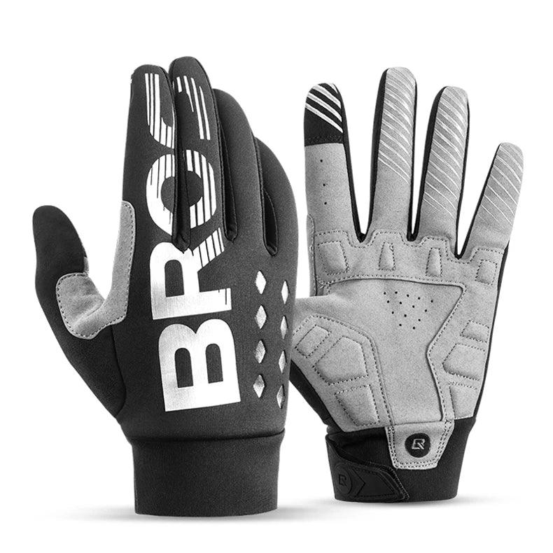 ROCKBROS Cycling Gloves Shockproof Wear Resistant SBR Men Women Full Finger Windproof Gloves Breathable Lengthen  Warm MTB Glove