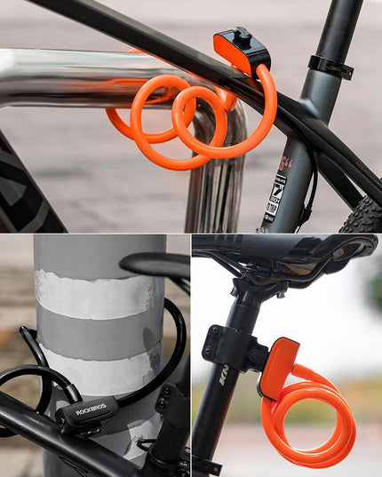 ROCKBROS Bicycle Lock Bike Portable Anti-theft Ring Lock MTB Road Cycling Cable Lock Motorcycle Vehicle Bicycle Accessories
