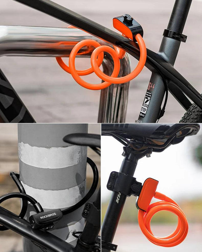 ROCKBROS Bicycle Lock Bike Portable Anti-theft Ring Lock MTB Road Cycling Cable Lock Motorcycle Vehicle Bicycle Accessories