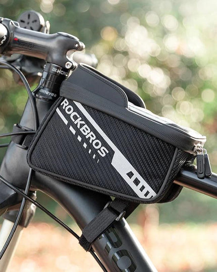 ROCKBROS Front Bike Bag Sensitive Touch Screen Reflective 1L Bicycle Bag Double Zipper Separate Storage Bag MTB Bike Accessories