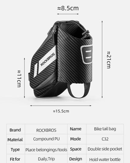 ROCKBROS 1.5L Bicycle Bag Water Repellent Durable Reflective MTB Road Bike With Water Bottle Pocket Bike Bag Accessories