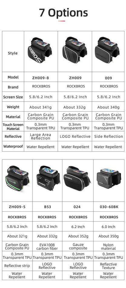 ROCKBROS Bicycle Bag Rainproof Touch Screen Phone Top Tube Bag MTB Road Bike Frame Front Saddle Bag & Pannier Bike Accessories