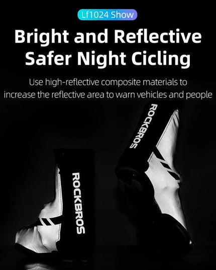 ROCKBROS Winter Waterproof Cycling Shoe Cover Reflective Thermal Elastic Rainproof Bike Shoe Cover Cycling Overshoes Boot Covers