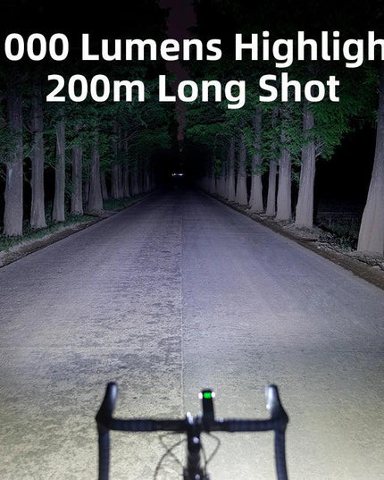 ROCKBROS Bicycle Light 1000LM 4500mAh Bike Light IPX6 Flashlight Aluminum Front Lamp Type-C Charging MTB Road Cycling Highlight