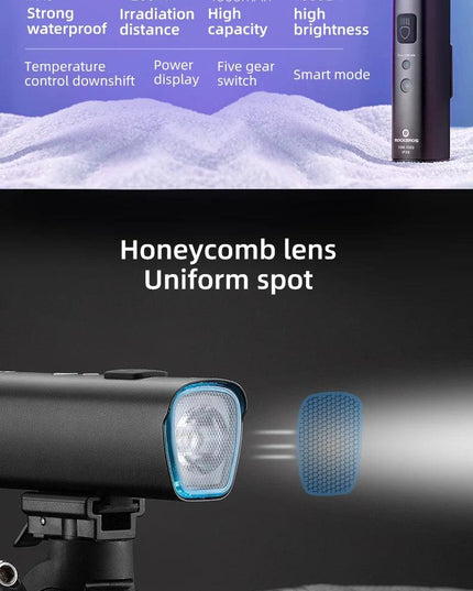 ROCKBROS 1000Lumen Bike Light Smart Vibration Sensing Bike Lamp 5Modes Bicycle Headlight LED Flashlight Lantern Bike Accessories