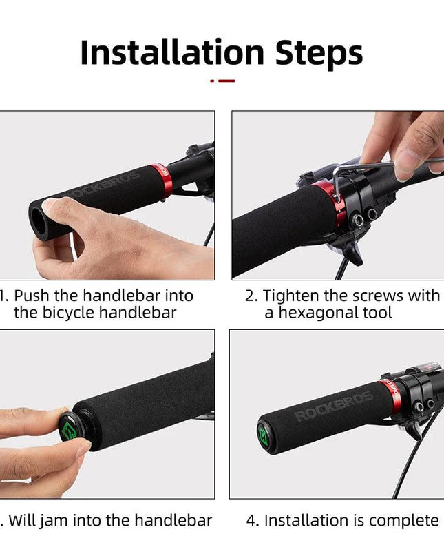 ROCKBROS Bicycle Grips MTB Silicone Sponge Handlebar Grips Anti-skid Shock-absorbing Soft Bike Grips Ultraight Cycling Handlebar