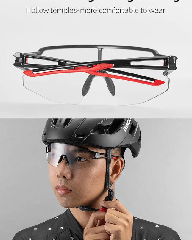 ROCKBROS Photochromic Cycling Glasses Polarized Built-in Myopia Frame Sports Sunglasses Men Women Glasses Cycling Eyewear Goggle