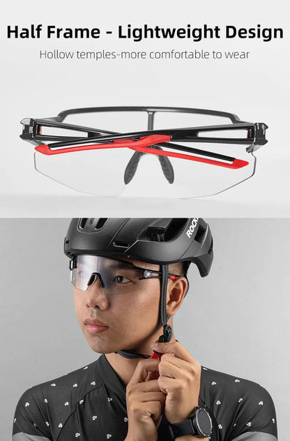 ROCKBROS Photochromic Cycling Glasses Polarized Built-in Myopia Frame Sports Sunglasses Men Women Glasses Cycling Eyewear Goggle