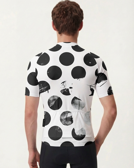 RockBros Men's "Monochrome Ink" Deconstructed Polka Dot Cycling Jersey