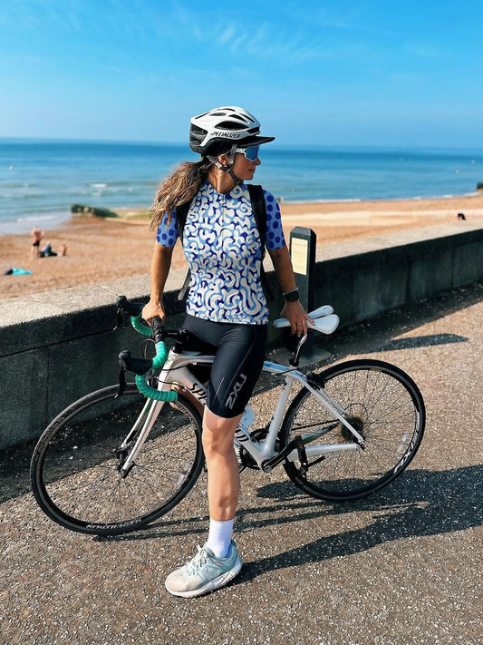 RockBros Women's "Hybrid Fluidity" Pop-Art Camo & Dot Cycling Jersey