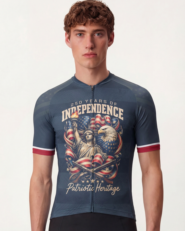RockBros Men's Retro Graphic Independence Bell Cycling Jersey