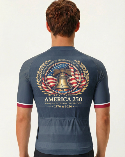 RockBros Men's Retro Graphic Independence Bell Cycling Jersey