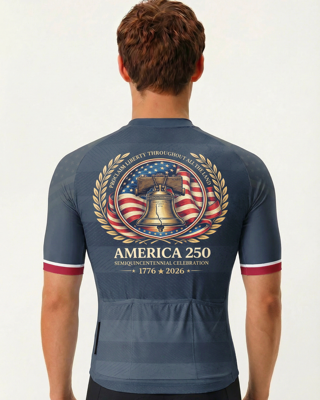 RockBros Men's Retro Graphic Independence Bell Cycling Jersey
