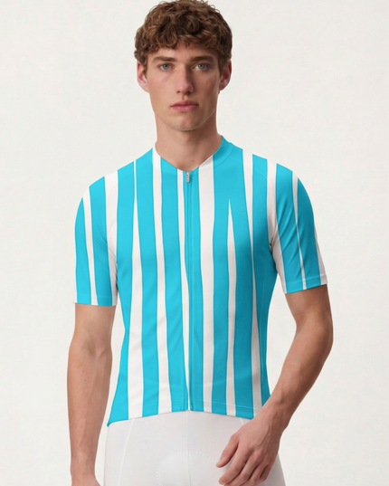 RockBros Men's "Azure Rhythm" Hand-Drawn Stripe Cycling Jersey