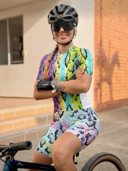 ROCKBROS Women's Prism Python All-Weather Gradient Scale Art Jersey