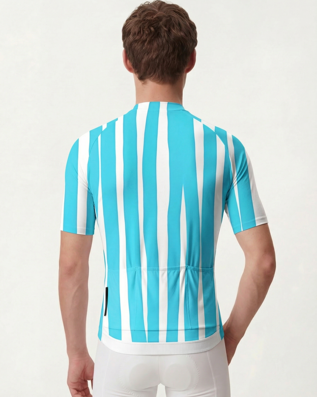 RockBros Men's "Azure Rhythm" Hand-Drawn Stripe Cycling Jersey