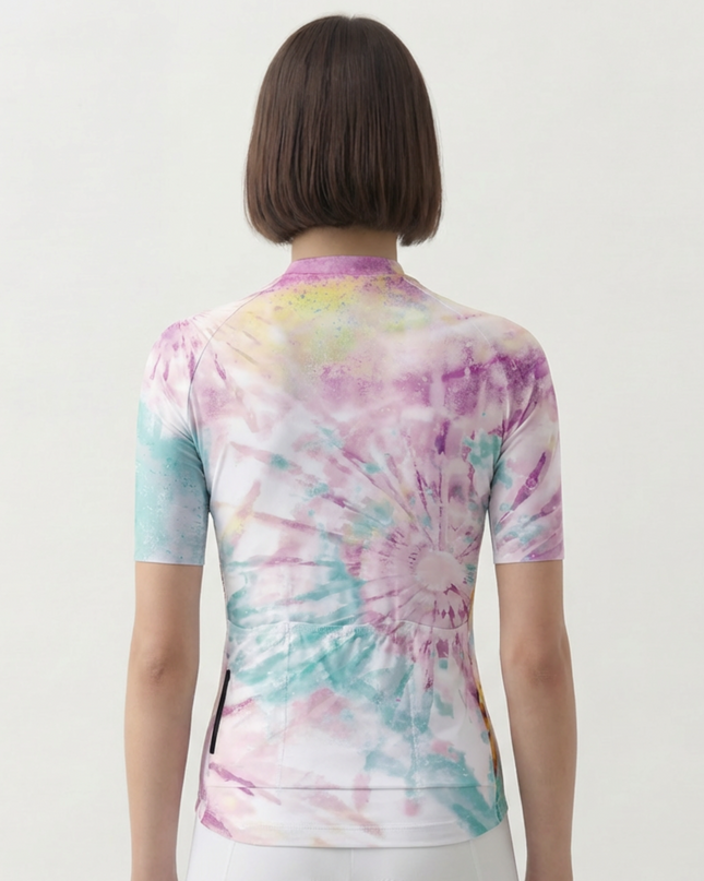 RockBros Women's "Pastel Bloom" Artistic Tie-Dye Performance Cycling Jersey