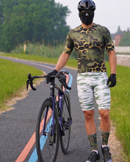 ROCKBROS Men's Tactical Leopard Distressed Pro Bib Shorts