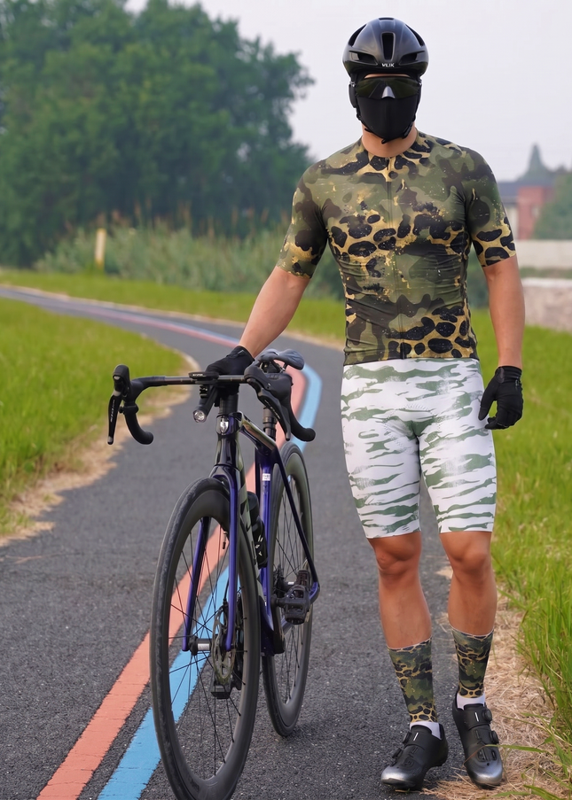 ROCKBROS Men's Tactical Leopard Distressed Pro Jersey