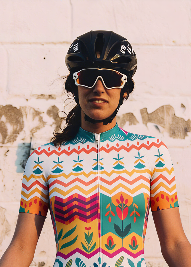 ROCKBROS Women's "Folkloric Wave" Geometric Folk Art Pro Aero Jersey