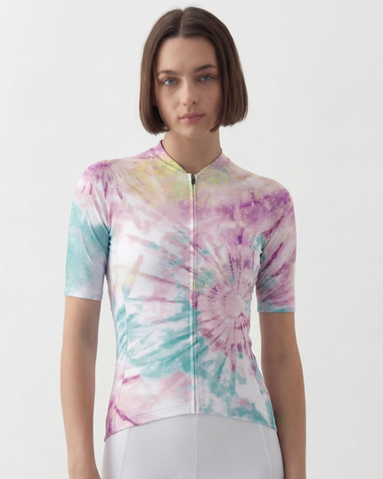 RockBros Women's "Pastel Bloom" Artistic Tie-Dye Performance Cycling Jersey