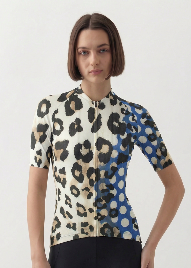 ROCKBROS Women's "Cobalt Cheetah" Pop-Art Leopard Performance Aero Jersey