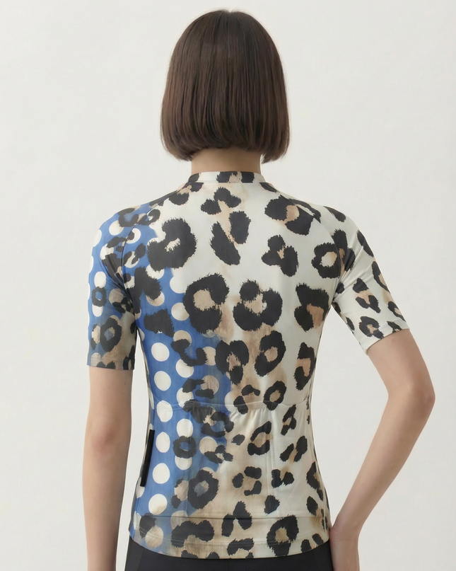 ROCKBROS Women's "Cobalt Cheetah" Pop-Art Leopard Performance Aero Jersey
