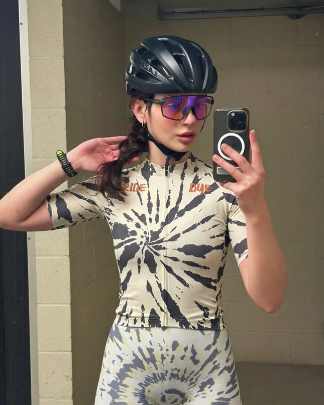 ROCKBROS Women's Lemon Twist All-Weather Spiral Tie-Dye Pro Bib Shorts