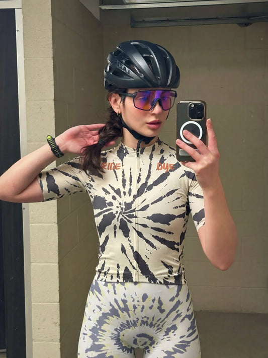 ROCKBROS Women's Lemon Twist All-Weather Spiral Tie-Dye Pro Bib Shorts