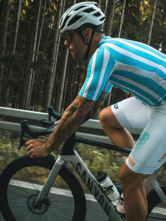 RockBros Men's "Azure Rhythm" Hand-Drawn Stripe Cycling Jersey