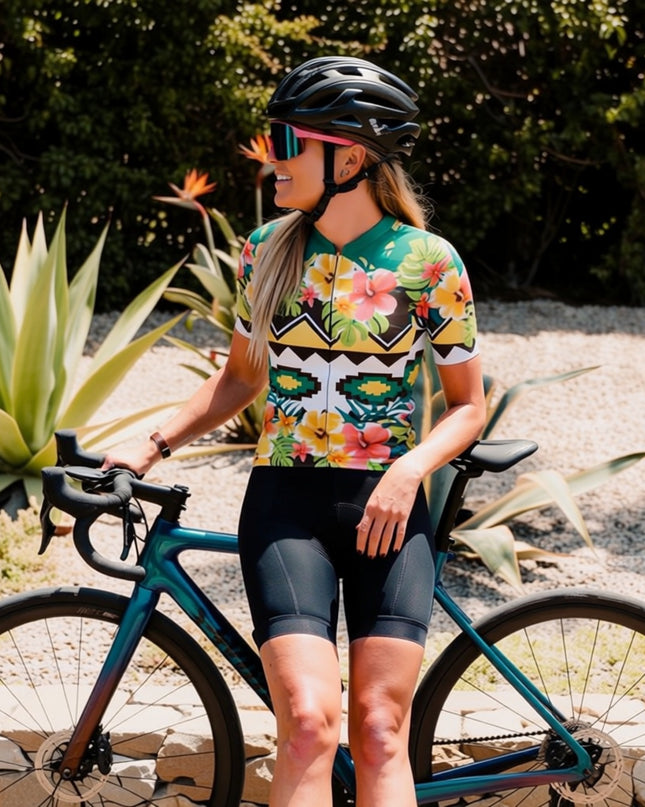 ROCKBROS Women's "Sunlit Aztec" Tropical Flora Art Pro Aero Jersey